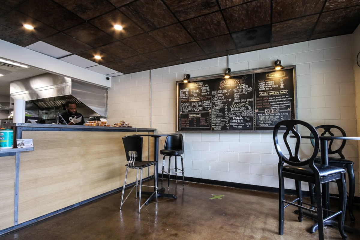 Interior, chairs and kitchen